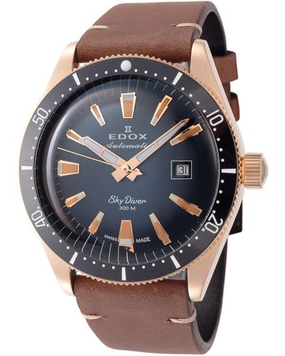 Edox 42mm Automatic Watch - Black