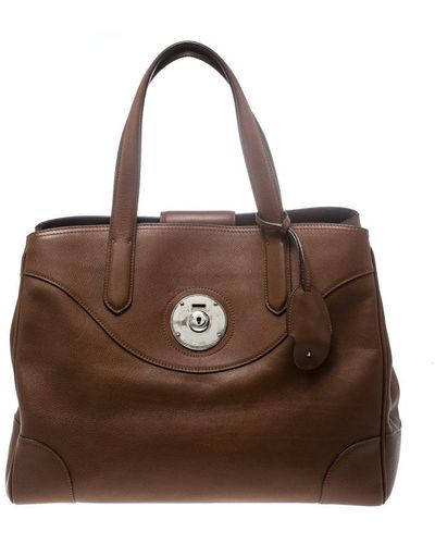 Ralph Lauren Leather Ricky Tote - Brown