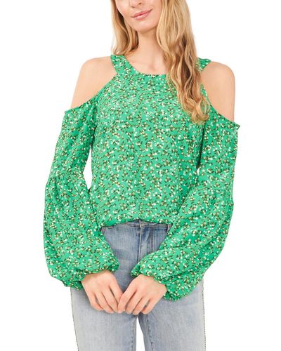 Cece Lantern Sleeves Cut-out Cold Shoulder - Green