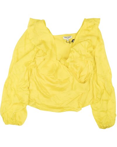 Opening Ceremony Silk Cascade Wrap Top Blouse - Yellow