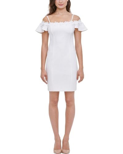 Kensie Crepe Cold Shoulder Cocktail Dress - White