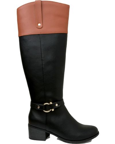 Karen Scott Vickyy Extra Wide Calf Faux Leather Knee-high Boots - Black