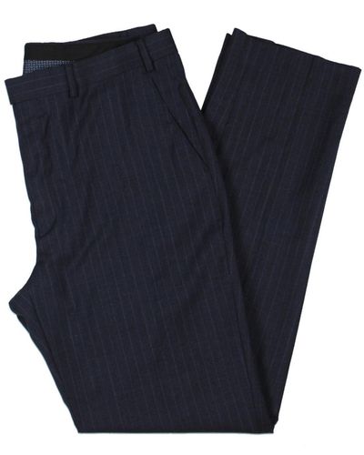 Lauren by Ralph Lauren Edgewood Wool Blend Pinstripe Dress Pants - Blue