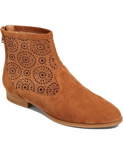 Jack Rogers Ronnie Suede Almond Toe Ankle Boots - Brown