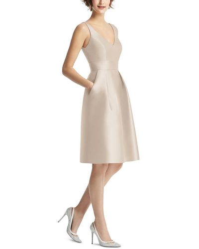 Alfred Sung Party Midi Fit & Flare Dress - Natural
