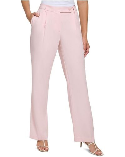 DKNY Extended Tab Pleated Dress Pants - Pink