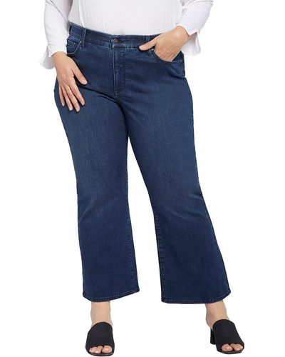 NYDJ Plus Relaxed Fit Dark Wash Flare Jeans - Blue