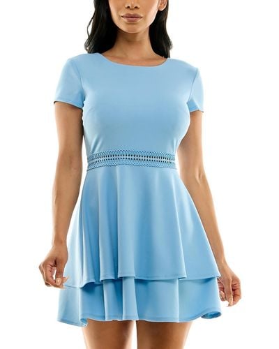 B Darlin Juniors Tiered Short Mini Dress - Blue