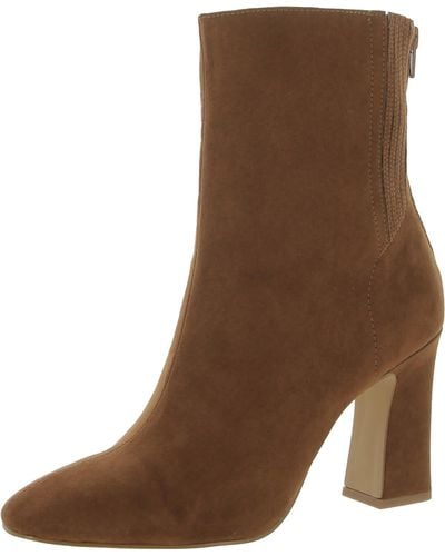 New York & Company Faux Suede Stretch Ankle Boots - Brown