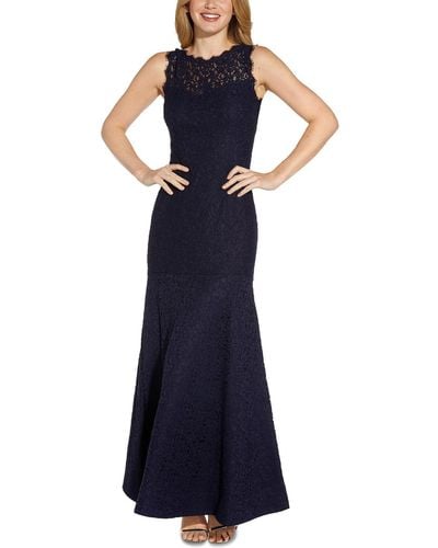 Adrianna Papell Lace Maxi Evening Dress - Blue