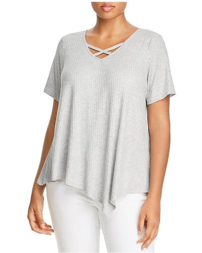 Status By Chenault Heathered Ribbed T-shirt - White