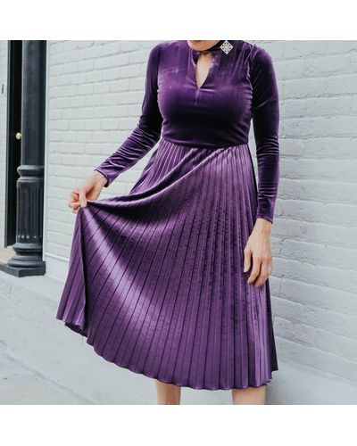Maggy London Velvet Turtle Neck Dress - Purple