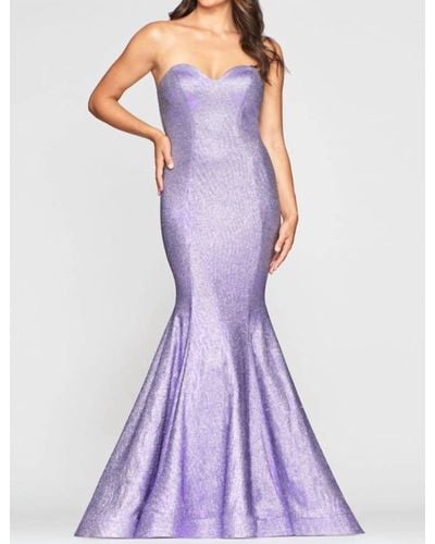 Faviana Metallic Strapless Gown - Purple