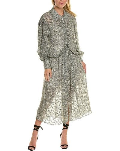 Rebecca Taylor Fleur Ruffle Silk-blend Dress - Gray