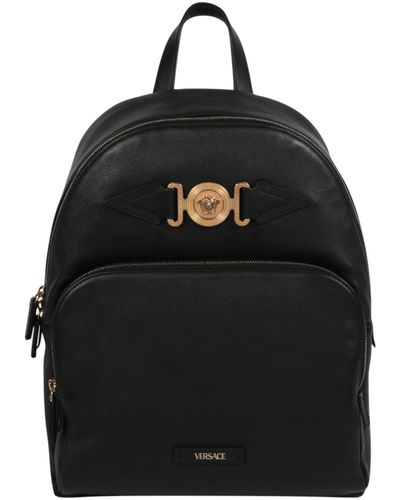 Versace Medusa Biggie Leather Backpack - Black