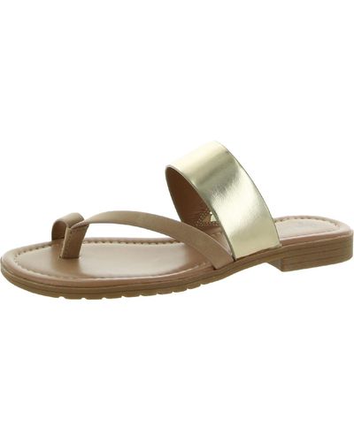 Style & Co. Sallee Faux Leather Slip On Flat Sandals - Metallic