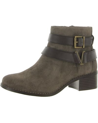 Vionic Mana Leather Orthaheel Ankle Boots - Gray