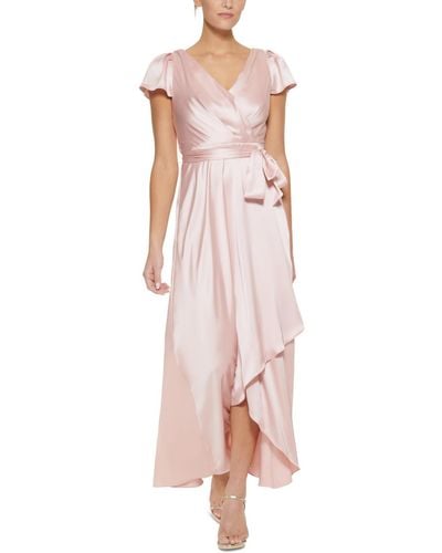DKNY Faux-wrap Cap Sleeves Evening Dress - Pink