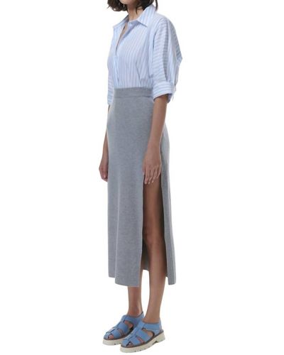 Theo the Label Nomia Slit Skirt - Blue
