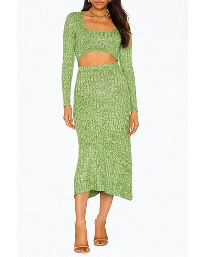 AFRM Skye Cutout Ribbed-knit Midi Dress - Green