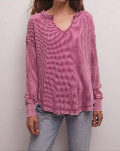 Z Supply Driftwood Thermal Ls Top - Pink