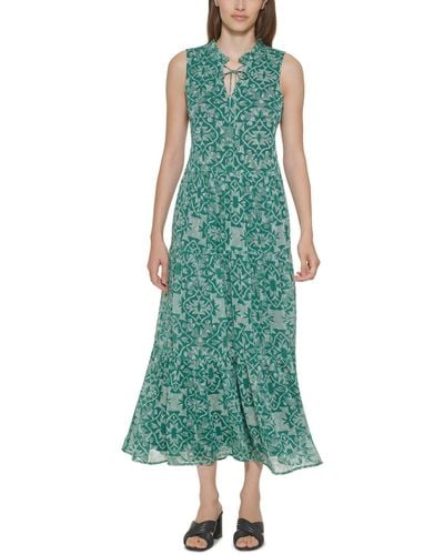 Calvin Klein Tiered Long Maxi Dress - Green