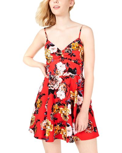 Trixxi Juniors Floral Lace Party Dress - Red