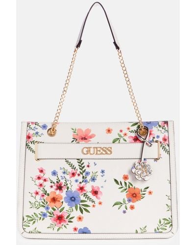 Guess Factory Nairobo Floral Tote - White
