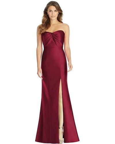 Alfred Sung Strapless Draped Bodice Trumpet Gown - Red