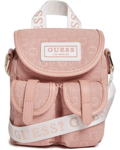 Guess Factory Mini Faux-leather Logo Backpack - Metallic