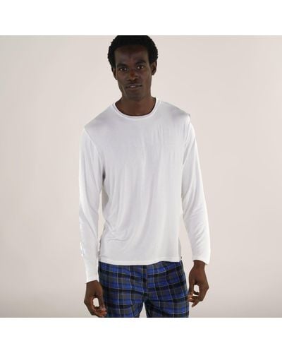 Members Only Bamboo Rayon Long Sleeve Knit Sleep Shirt - White