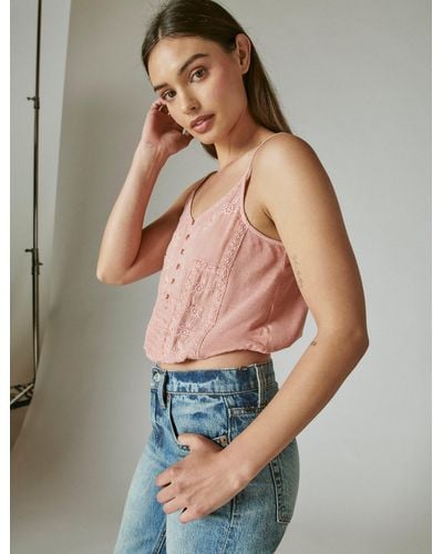 Lucky Brand Embroidered Tank - Pink