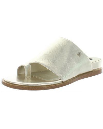 DKNY Daz Faux Leather Slide Flat Sandals - Metallic