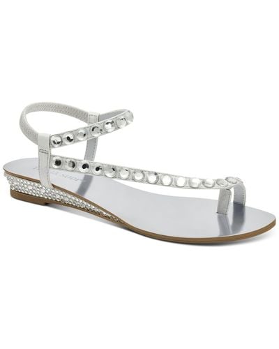 Thalia Sodi Izabel Open Toe Slip On Wedge Sandals - White