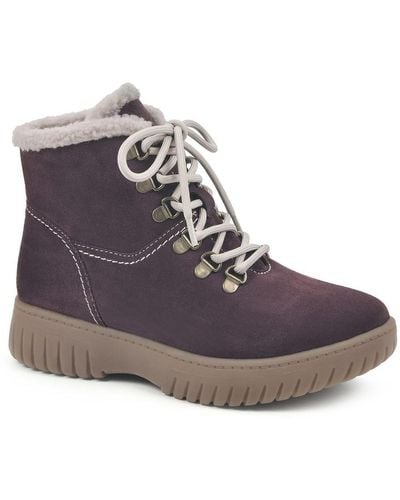 White Mountain Glory Suede Ankle Combat & Lace-up Boots - Purple