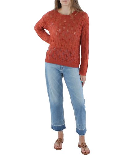 Beulah London Juniors Open Stitch Long Sleeves Pullover Sweater - Red