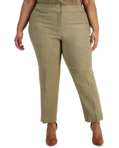 Kasper Plus Slim-fit High Waist Trouser Pants - Green