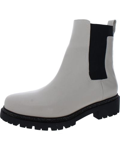 DKNY Rick Leather Pull On Chelsea Boots - Gray