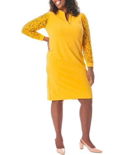 Kasper Lace Knee Sheath Dress - Yellow