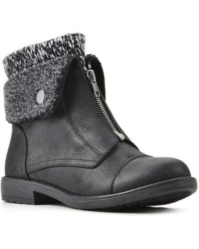 White Mountain Duette Faux Fur Cold Weather Ankle Boots - Black