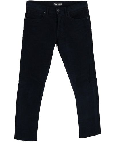 Tom Ford Slim-fit Corduroy Jeans In Navy Blue Cotton