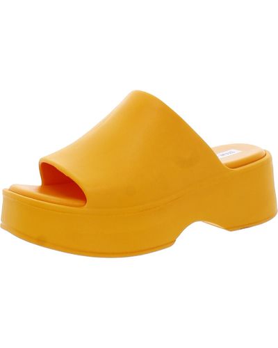 Steve Madden Slinky Faux Leather Peep-toe Platform Sandals - Yellow