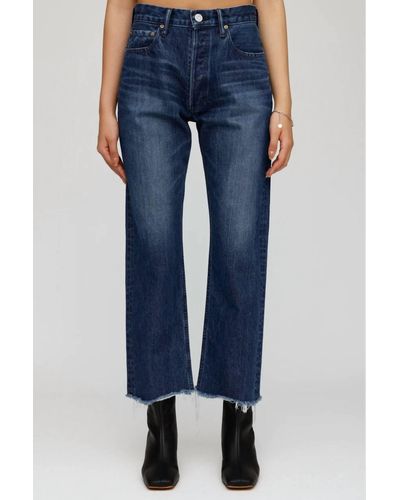 Moussy Capac Wide Straight Cropped Jean In Blue