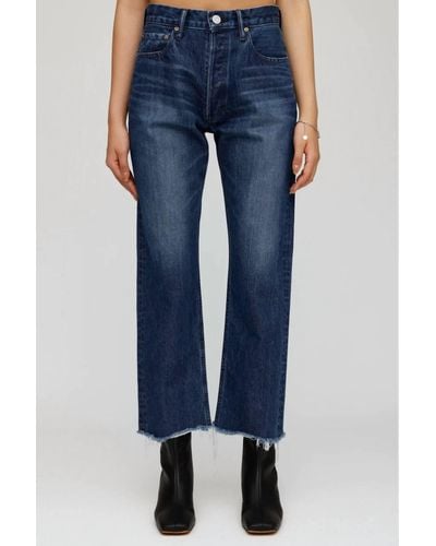 Moussy Capac Wide Straight Cropped Jean - Blue