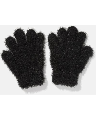 Guess Factory Metallic Knit Pom Gloves - Black