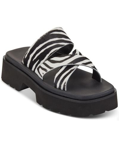 DKNY Strappy Slides Flatform Sandals - Black