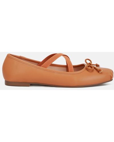 LONDON RAG Leina Recycled Faux Leather Ballet Flats - Brown