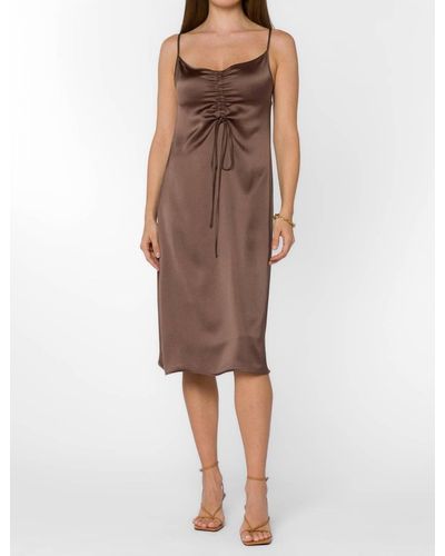 Velvet Heart Luxe Ruched Slip Dress - Brown