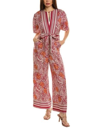 Tahari The Ines Silk-blend Jumpsuit - Red