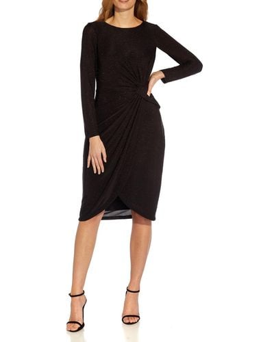 Adrianna Papell Plus Faux Wrap Maxi Cocktail And Party Dress - Black